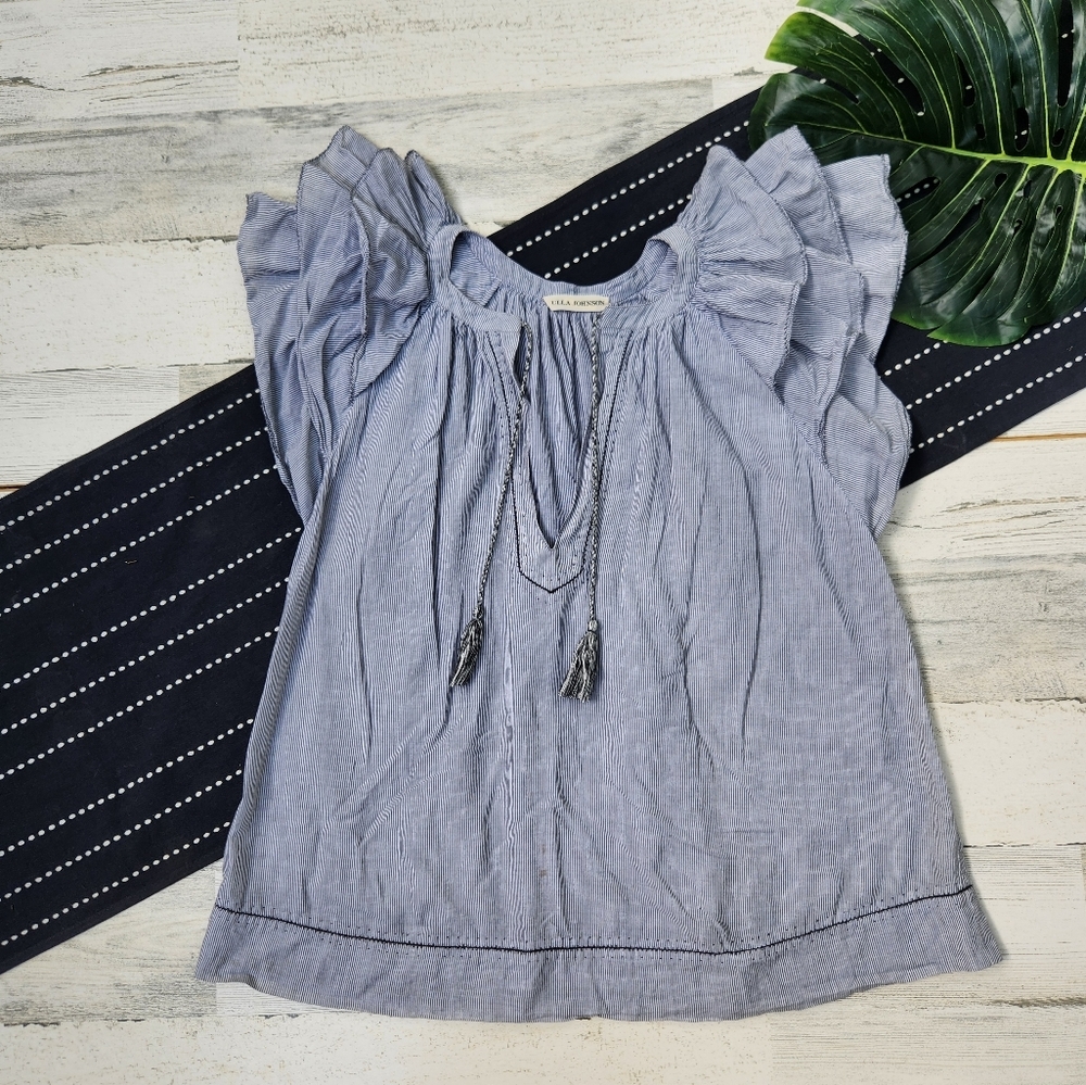 Ulla Johnson Mirco Stripe Layered Flutter Sleeve … - image 1